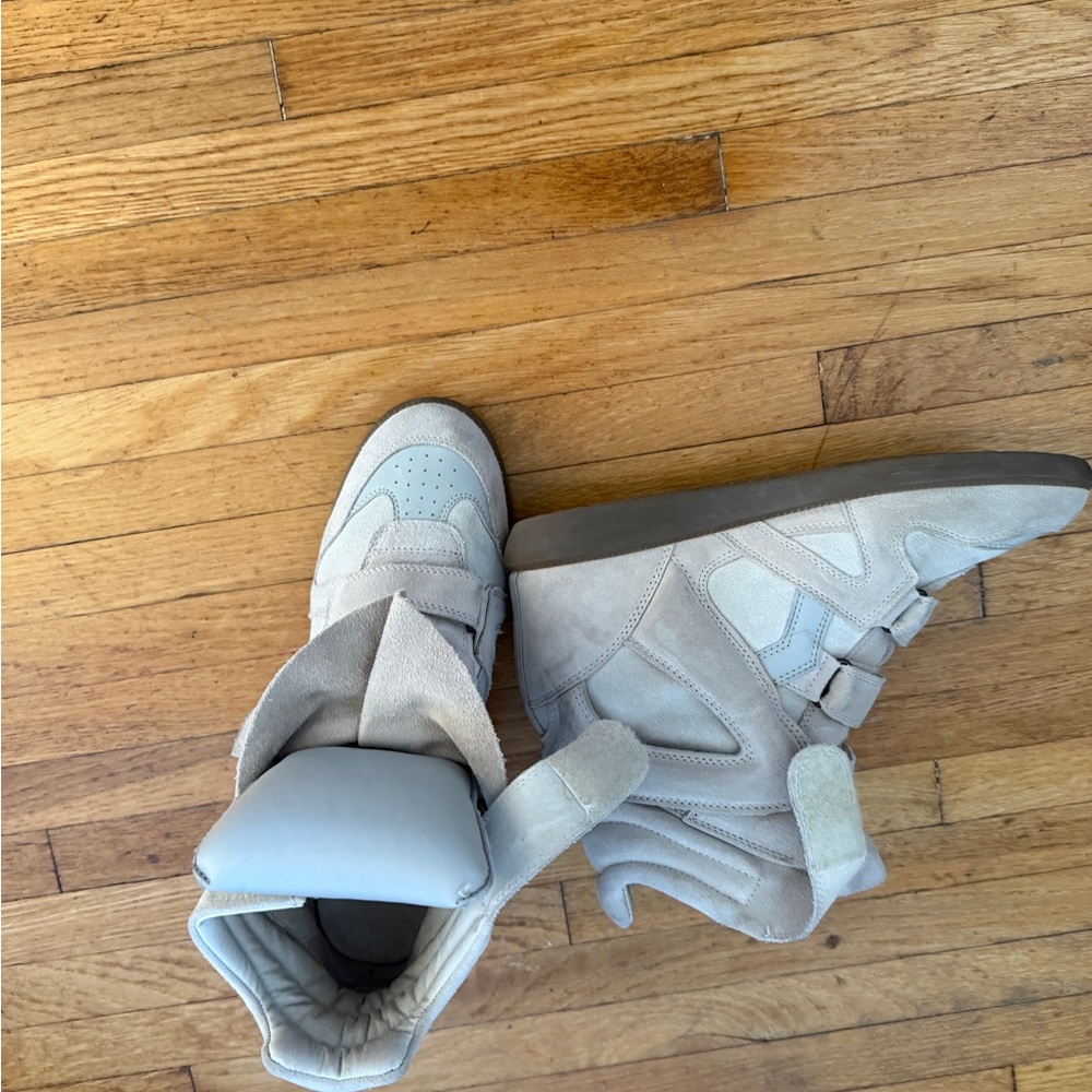 ISABEL MARANT Wedge Sneaker Boots in Light Beige Suede - Picture 3 of 5
